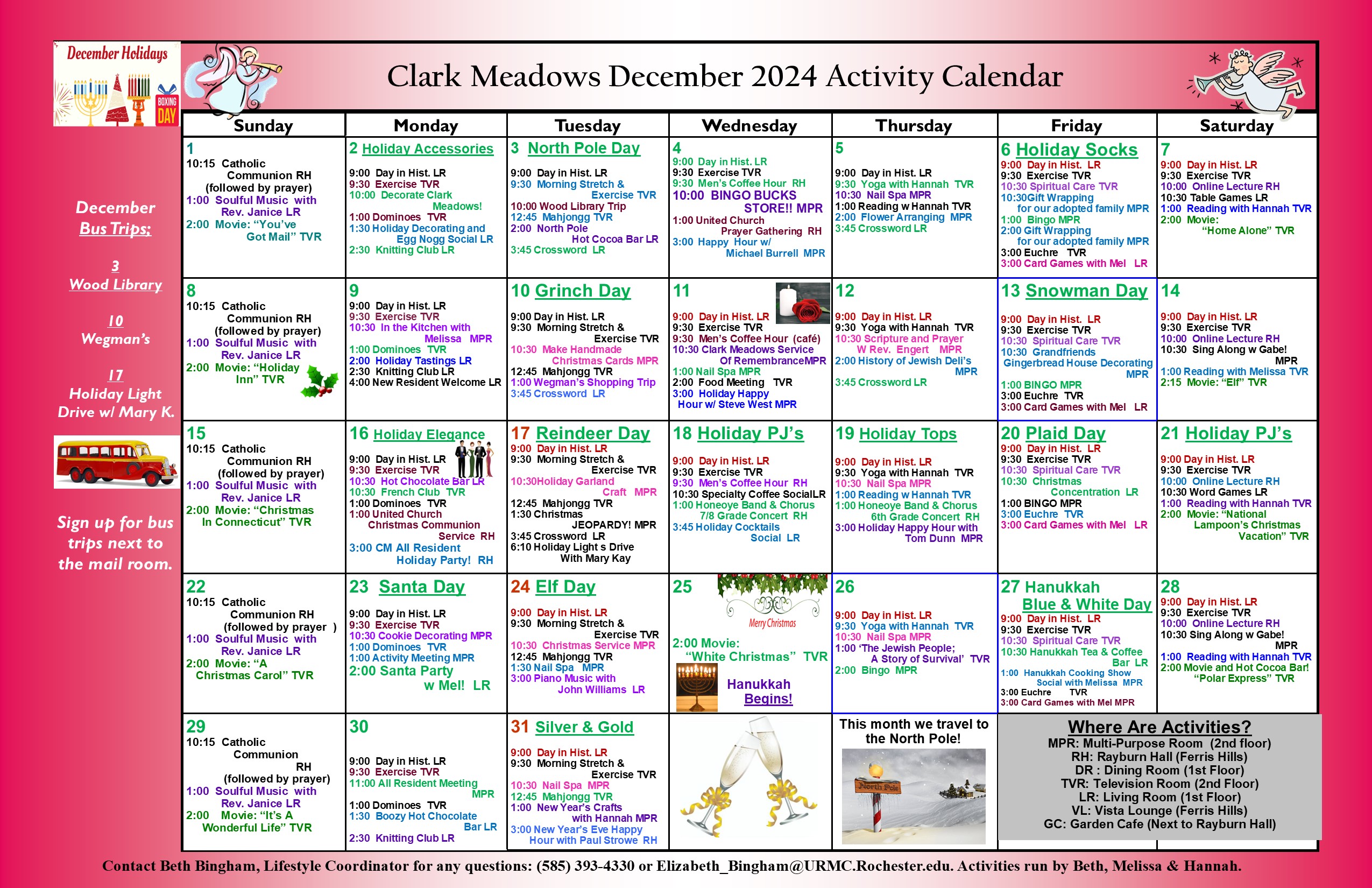 Clark Meadows Activities Calendar